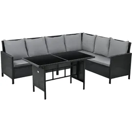 Svita MADISON Polyrattan Essgruppe Gartenmöbel Set Rattan Lounge Ecksofa Gartenmöbel-Set Sofa Garnitur Couch-Eck Schwarz