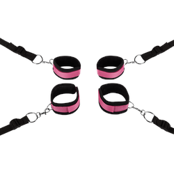 Gepolstertes Fessel-Set, 6 Teile, schwarz | pink