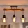ZMH Deckenleuchte Vintage 3 flammige Holz Wohnzimmerlampe Industrial mit höhenverstellbaren Strahlern Metall Holz Schwarz E27