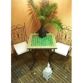 Marrakesch Orient & Mediterran Interior Mosaiktisch Ø 70 x 75 cm Grün/Beige