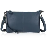 befen Damen Umhängetasche, Echt Leder Handtasche Damen Klein mit Reißverschluss und Schultergurt Damen Portemonnaie für Geld Karten Handy, Handtasche Damen Klein mit Handgelenkschlaufe, Grau Blau