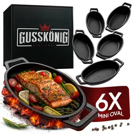gusskönig 6er Mini Servierpfannen-Set oval