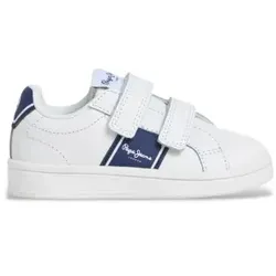 Pepe Jeans für Jungen. PBS000004 Spieler College Leder Turnschuhe weiß (26), Wohnung, Klettverschluss, Lässig, Kinderbekleidung