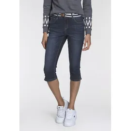 KangaROOS Caprijeans CAPRI-JEANS mit Gürtel (Set, mit abnehmbarem Gürtel) Skinny Fit, mit Schlitz, normale Leibhöhe blau 46