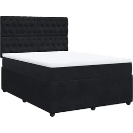 vidaXL Boxspringbett mit Matratze Schwarz 140x200 cm Samt