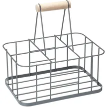 KitchenCraft Living LNBCARRIER Nostalgia Metalldraht Milchflaschenkorb/Weinflaschenträger, Behälter Halter für 6 Glasmilchflaschen, 29 x 20 x 13 cm – Grau