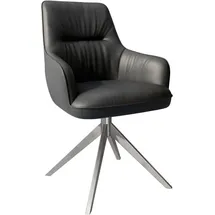 DeLife Polsterstuhl Zelia-Flex mit Armlehnen Kreuzgestell breit Edelstahl Taschenfederkern,