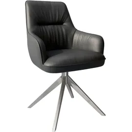 DeLife Polsterstuhl Zelia-Flex mit Armlehnen Kreuzgestell breit Edelstahl Taschenfederkern,