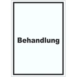 Behandlung Aufkleber mit Text Behandlungsraum hochkant A4 (210x297mm)