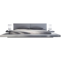SalesFever Polsterbett, Design Bett in moderner Optik, Lounge Bett inklusive Nachttisch, weiß