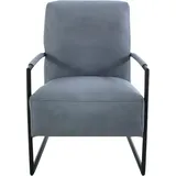K+W Komfort & Wohnen Cocktailsessel K+W KOMFORT & WOHNEN, blau (ocean), B:62cm H:77cm T:83cm, Sessel, Cocktailsessel, mit bezogenen Armlehnen, Gestell in Metall schwarz Struktur