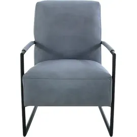 K+W Komfort & Wohnen Cocktailsessel K+W KOMFORT & WOHNEN, blau (ocean), B:62cm H:77cm T:83cm, Sessel, Cocktailsessel, mit bezogenen Armlehnen, Gestell in Metall schwarz Struktur