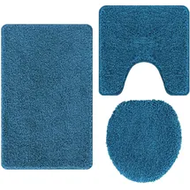 vidaXL Anti-Rutsch Badematten-Set 3 pcs Blau 50 x 50 cm PP, Badkomfort, modernes rutschfestes Badematten-Set, strapazierfähige Teppiche, waschbare Accessoires