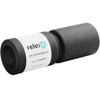 relexa Comfort Faszienrolle, Massagegerät mit Umlaufrille für die Wirbelsäule, Ganzkörper-Selbstmassage für Verspannungen, inkl. Faszien-eBook, 38 x 13 cm (L x Ø) in Schwarz