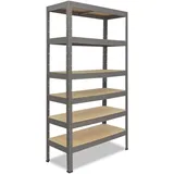 shelfplaza Schwerlastregal Metall 230x40x30 cm grau 6 Böden 166 kg Traglast pro Boden