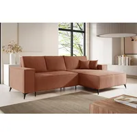Fun Möbel Ecksofa Schlafsofa Sofa FUN DANIA in Polsterstoff Aragon, Ottomane Links oder Rechts, Rundumbezug rosa