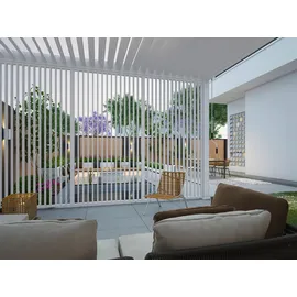 Weide Vertikale Lamellenwand für Weide Pergola 1,23m in Weiß aus Aluminium