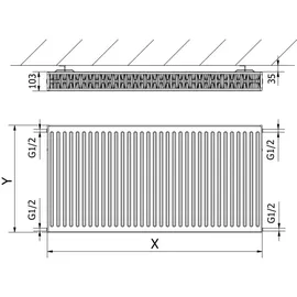 Mexen C22 Plattenheizkörper 300 x 1200 mm 1120 W weiß Seitenanschluss