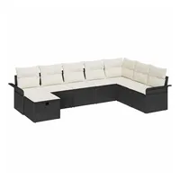 VidaXL 8-teiliges Garten Sofa Set mit Kissen Schwarz Poly