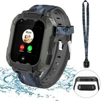 Smartwatch für Kinder, sichere 4G-Smartwatch mit abnehmbarem Gehäuse, GPS-Tracker, SOS-Anruf, Kamera-WLAN für Kinder, Studenten (schwarz) - Schwarz