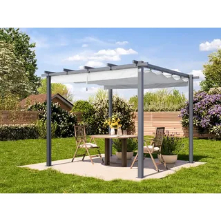 PRIMEYARD  3x3m Pergola in Perlgrau; mit Sonnensegel in Stone - (400100)