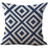 Kissenbezug 80x80 Blau-Beige Raute Kissenbezug 80x80 Sanft Baumwolle und Leinen Kopfkissenbezug 80x80 mit Reißverschluss Dauerhaft Kissenbezüge 80x80 Knitterfreie Starke Atmungsaktivität 1 Pcs