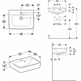 Geberit Renova Plan Handwaschbecken 50 x 38 cm (501628001)