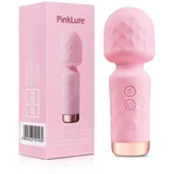 Mini Starke Massagestab, Silikon Massagegerät mit 10 Vibrationsmodi, Wasserdichte Wiederaufladbare Tragbare Klein Vibrations Massager, Leises Kabelloser Handmassagegerät, Geschenk für Frauen Rosa