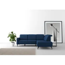 Ecksofa SIT & MORE "Bailando L-Form", blau, B:249cm H:84cm T:205cm, Sofas, wahlweise mit Kopfteilverstellung und Vorziehsitz, motorisch