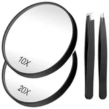 Vergrößerungsspiegel 20X Mirror+10X Lupe mit 2 Saugnäpfen. Kleiner Reisevergr...