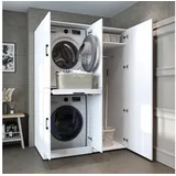 roomartstore.de Waschmaschinenschrank DORA 130 x 186 x 74 cm Weiß