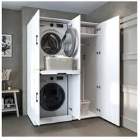 roomart Waschmaschinenschrank DORA 130 x 186 x 74 cm Weiß