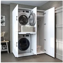 roomartstore.de Waschmaschinenschrank DORA 130 x 186 x 74 cm Weiß