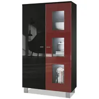 Vladon Vitrine, Bordeaux, Holzwerkstoff, 71x129x35 cm, Wohnzimmer, Wohnwände, Vitrinenschränke