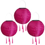 Solar Lampions Außen Wetterfest mit Fransen Nylon Solarlampions für Außen Hängend Warmweiß Solar Laterne Gartenlaterne LED Solar Lampion Outdoor Rund Lampingions Solarlampen (20cm/3PCS/Pink#)