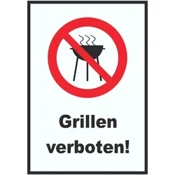 Grillen verboten Schild A1 Rückseite selbstklebend