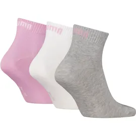 Puma Socken Quarter Plain 3P 3 Paar Rosa/Grau/Weiß 39-42