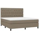 vidaXL Boxspringbett mit Matratze & LED Taupe 160x200 cm Stoff