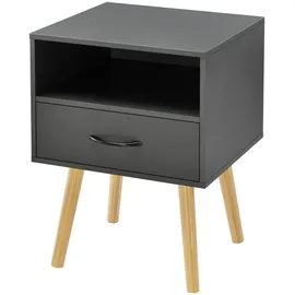 [en.casa] Beistelltisch, Dunkelgrau Holzwerkstoff, Holz, 1 Schubladen, 42x57x40 cm Wohnzimmer, Wohnzimmertische, Beistelltische