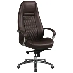 FineBuy Bürostuhl Echtleder Braun Schreibtischstuhl ergonomisch Chefsessel Drehstuhl
