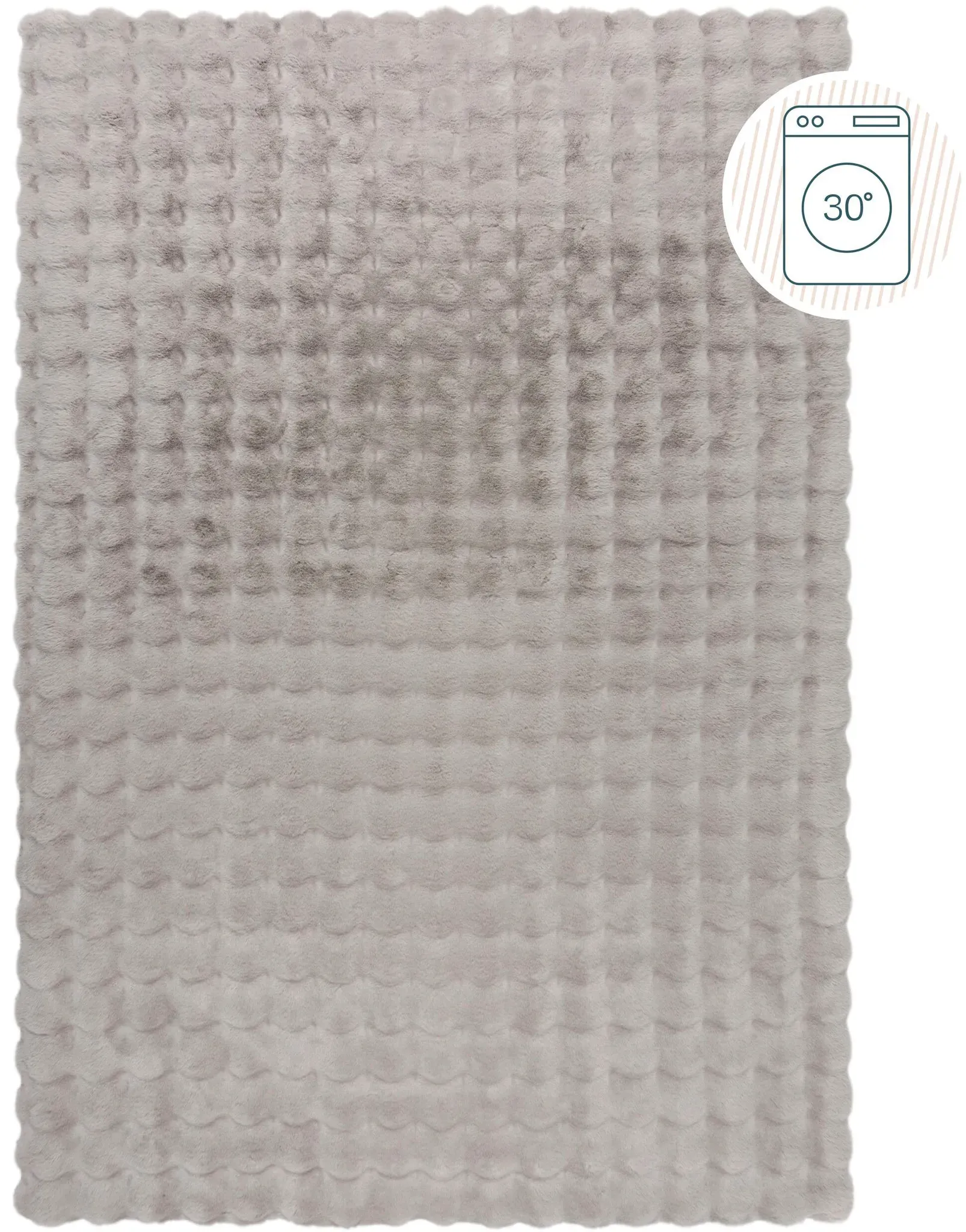 Hochflor-Teppich FLAIR RUGS "Waffle Faux Fur" Teppiche Gr. B: 180cm, 35mm, L: 290cm, grau Waffelmuster, waschbarer Kunstpelzteppich