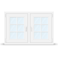 Zweiflügelige Fenster mit Sprossen, Kunststoff, aluplast IDEAL® 4000, Weiß, 1200x800 mm, Helima Sprossen, nach Maß