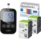 diabetikerbedarf adia Blutzuckermessgerät (mmol/L) Set + 110 Blutzuckerteststreifen Lanzetten 1 St