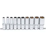 BGS Steckschlüssel-Einsatz-Satz Sechskant, tief Antrieb Innenvierkant 12,5 mm (1/2 Zoll) Zollgrößen 10 teilig