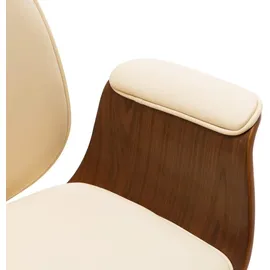 vidaXL Bürostuhl Bugholz Kunstleder Creme
