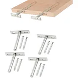 Regalhalter Unsichtbar Regalträger mit Schrauben T-Regalhalterung 4 Stücke Schwebende Regalhalterungen für Verdecktes festes Regal an der Wand Verdeckte Holzregale Wandmontage Vernickelt 76mm