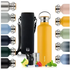 Blumtal Thermosflasche 1L - doppelwandige Trinkflasche Edelstahl 1L - BPA frei - Edelstahl Thermo Trinkflasche 1L- Teeflasche - Trinkflasche Thermo - Sportflasche 100ml - Hipster Yellow