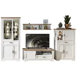 Stella Trading JASMIN Wohnwand Komplett-Set in Pinie hell, Artisan Eiche Optik - Schrankwand mit LED-Beleuchtung für Ihr Wohnzimmer im Landhausstil - 354 x 204 x 51 cm (B/H/T)
