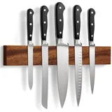 LARHN Magnetleiste Messer aus Walnussholz mit Extra Starkem Magnet - 40 cm - Messerhalter Magnetisch Holz für Utensilien und Werkzeuge - Unbestückte Messerblöck