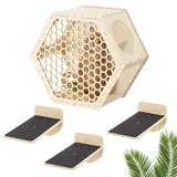 Navaris Katzen Kletterwand 4er Set - Katzenkletterregale wandmontiert - Wand Katzenmöbel Katzenwandregale platzsparend - Katzentreppe zum Klettern